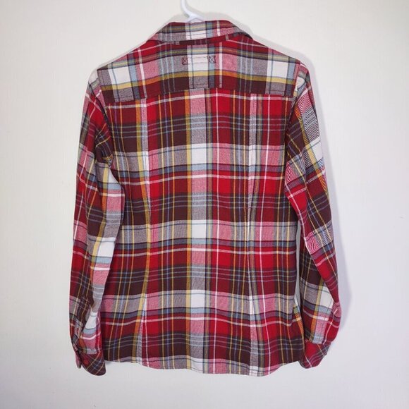Duluth Free Swingin Red Plaid Flannel Button Up Shirt Cabincore Workwear Small - Picture 4 of 8